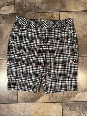 Puma Black, White & Pink Plaid Women's Golf Shorts